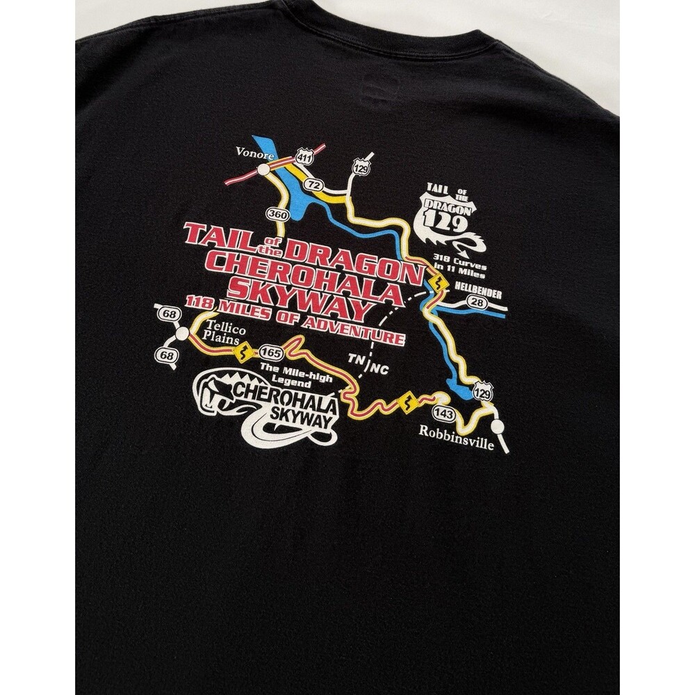 VTG Tail of the Dragon Cherohala Skyway Map T-Shirt Men's XL Biker Motorcycle